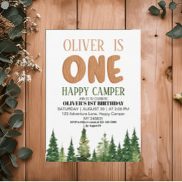 Invitación Un Feliz Camionero Madera Niños Primer Cumpleaños