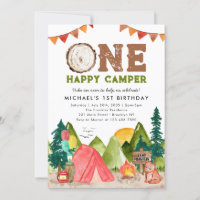 Un feliz camper Woodland Bear Boys primer cumpleañ