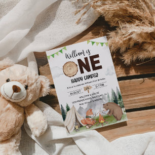 Invitación Un Feliz Campista 1er Cumpleaños - Niño Bosque Rús