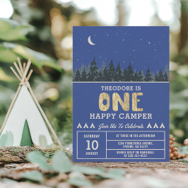 Invitación Un Feliz Campista Bajo las Estrellas Noche Estrell