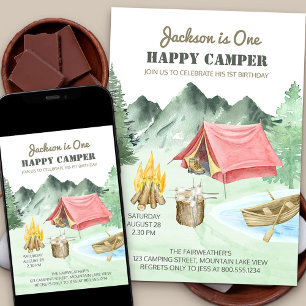 Invitación Un Feliz Campista Cumpleaños 1 Camping