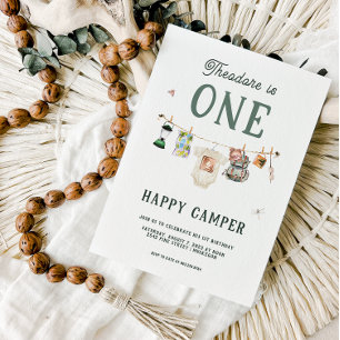 Invitación Un Feliz Campista cumpleaños 1 Camping