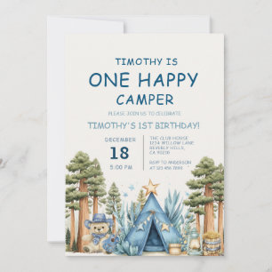 Invitación Un Feliz Campista Cumpleaños 1er Camping