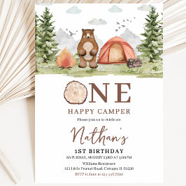 Invitación Un Feliz Campista Cumpleaños Primero Bosque
