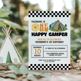 Invitación Un Feliz Campista Retro Años 70 Groovy Un Niño 1ro