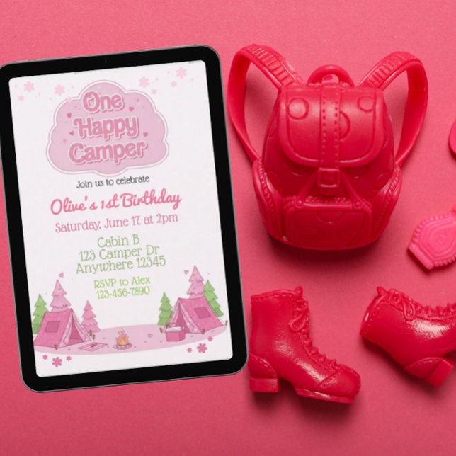 Invitación Un Feliz Campista Rosa Cumpleaños 1 (Subido por el creador)