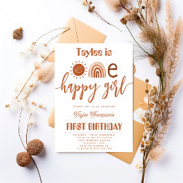 Invitación Un feliz Chica Boho Rainbow Sunshine Cumpleaños