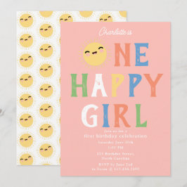 Invitación Un feliz cumpleaños Chica invita a primer cumpleañ