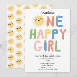 Invitación Un feliz cumpleaños Chica invita a primer cumpleañ