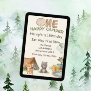 Invitación Un Feliz Cumpleaños De Animal De Acuarela De Mader