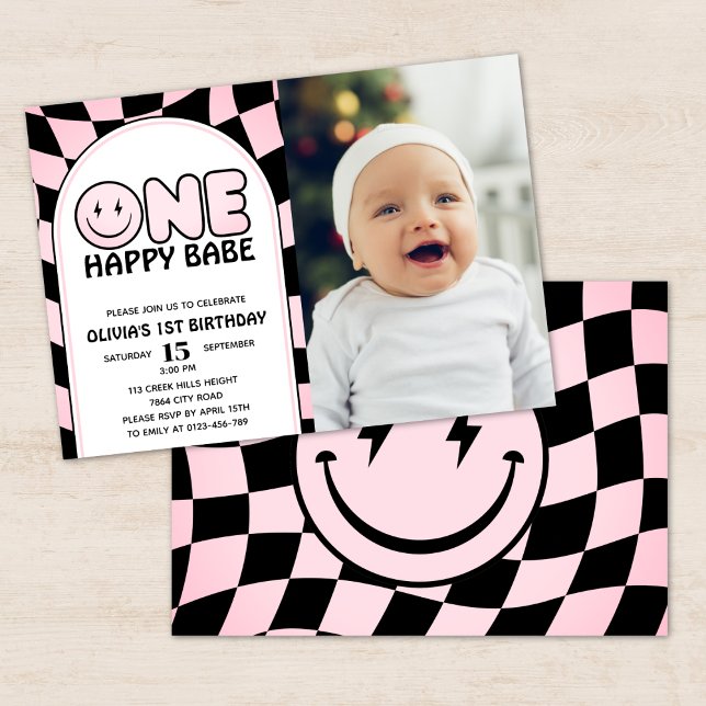 Invitación Un feliz cumpleaños de Babe Groovy foto de cheque  (Subido por el creador)