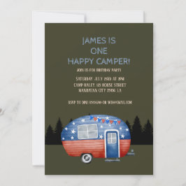 Invitación Un feliz cumpleaños de camper niños
