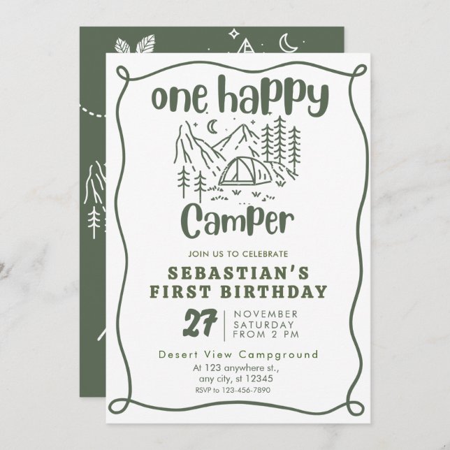 Invitación Un feliz cumpleaños de los Camper Boys (Anverso / Reverso)