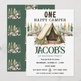 Invitación Un feliz cumpleaños de los niños de camper