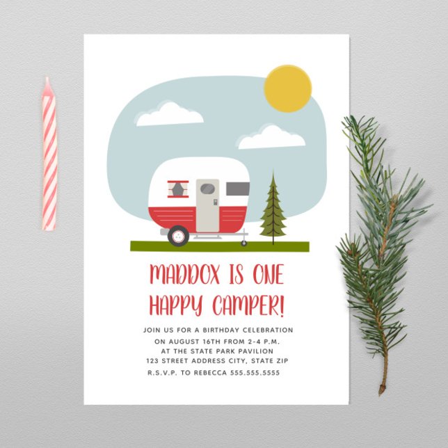 Invitación Un Feliz Cumpleaños del Camper Red Trailer (Subido por el creador)