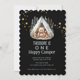 Invitación Un feliz cumpleaños del oso celestial de camper