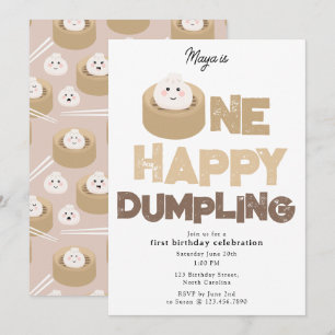 Invitación Un feliz dumpling Invita 1ro Primer Cumpleaños Li