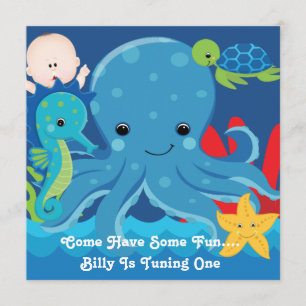 Invitación Un fiesta año del pulpo del cumpleaños