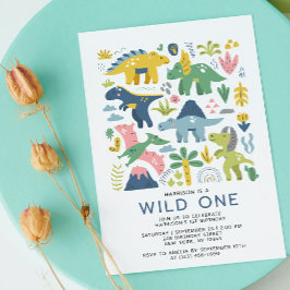 Invitación Un Fiesta chino salvaje se deshizo de los dinosaur