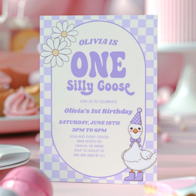 Invitación UN Fiesta de cumpleaños 1° Retro moderno de Goose  (Subido por el creador)