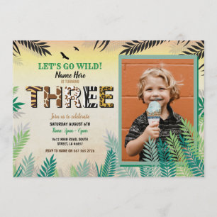 Invitación Un Fiesta de cumpleaños 3 Safari ZOO foto