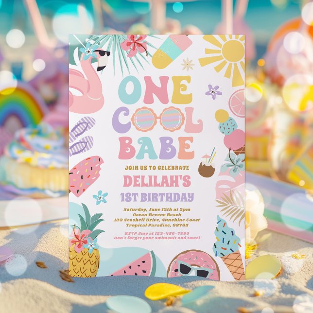 Invitación Un Fiesta de cumpleaños de Guay Babe Tropical Summ (Subido por el creador)
