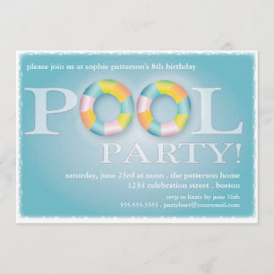 Invitación Un Fiesta de la piscina de cumpleaños flotando tub