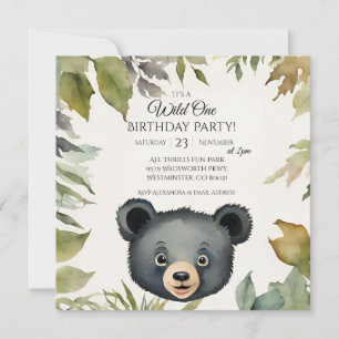 Invitación Un Fiesta de primer cumpleaños de Cute Bear Wild