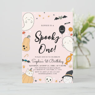 Invitación Un Fiesta de primer cumpleaños de Cute Ghost Hallo