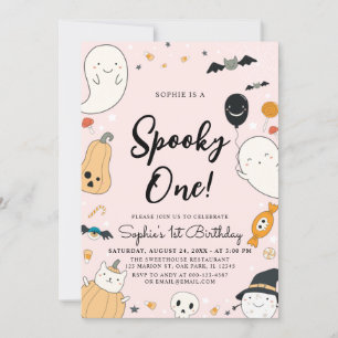 Invitación Un Fiesta de primer cumpleaños de Cute Ghost Hallo
