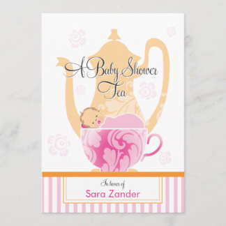 Invitación Un Fiesta de té de Baby Shower| Chica