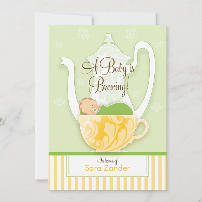 Invitación Un Fiesta de té de Baby Shower| Neutralidad de gén (Anverso)