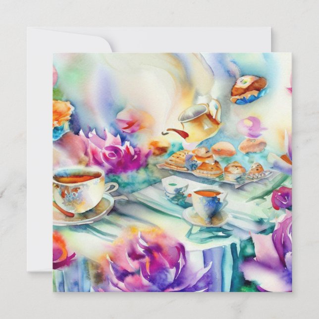 Invitación Un Fiesta de té encantado: Dainty, un Baby Shower (Anverso)