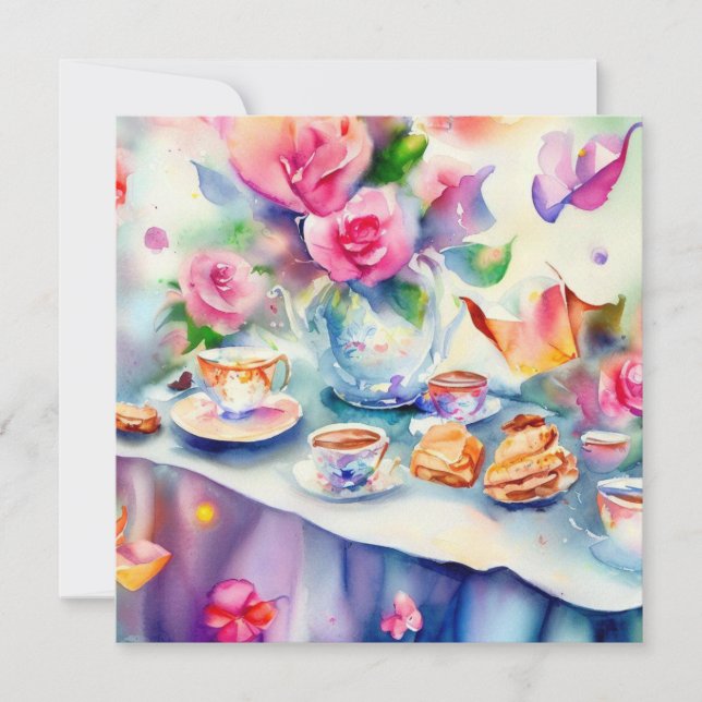 Invitación Un Fiesta de té encantador: un Baby Shower (Anverso)