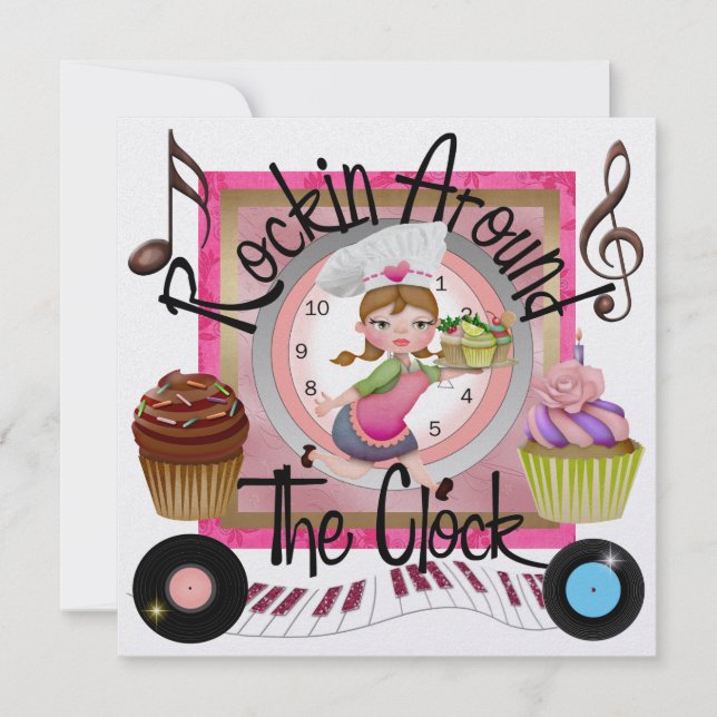 Invitación Un Fiesta de un pastel real Rockin - SRF (Anverso)