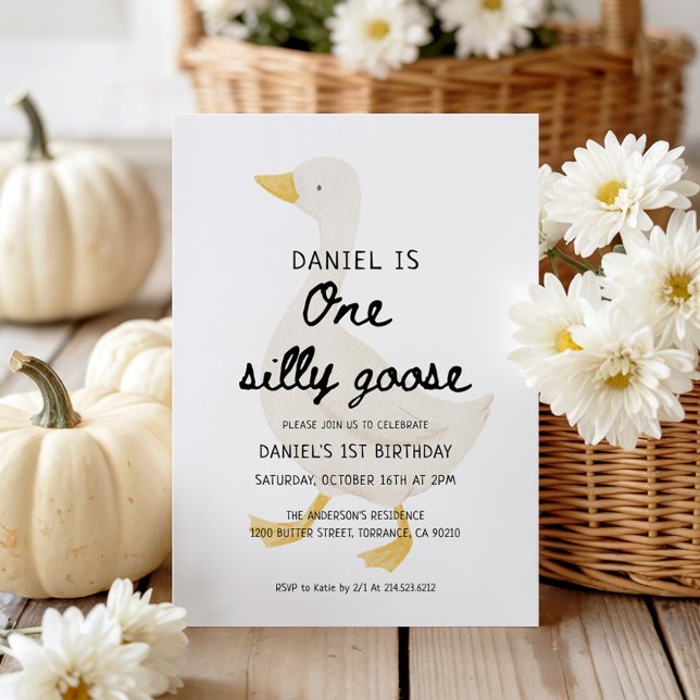 Invitación Un Fiesta del primer cumpleaños de Silly Goose (Subido por el creador)