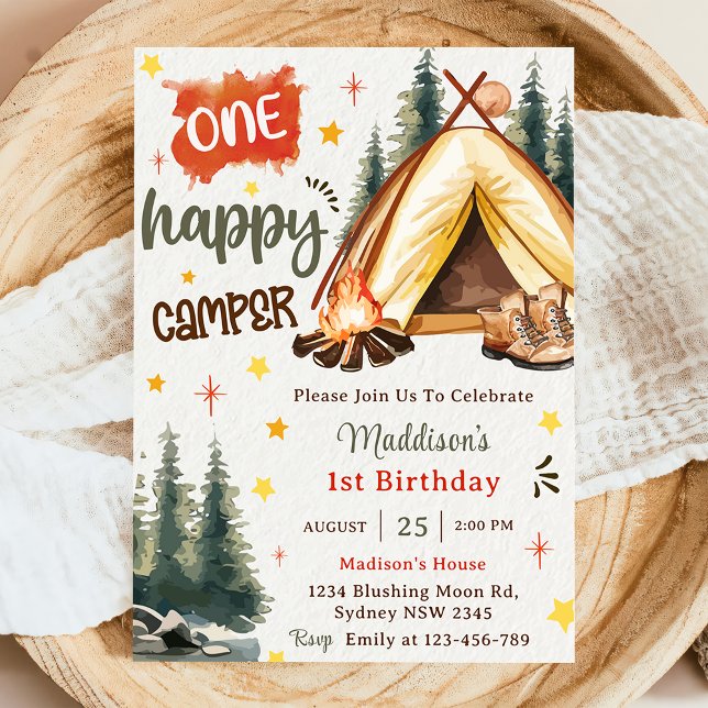 Invitación Un Fiesta feliz de Camper el primer cumpleaños (Subido por el creador)