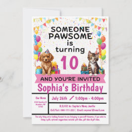 Invitación Un Fiesta impresionante; Kitties y Cachorros | Inv