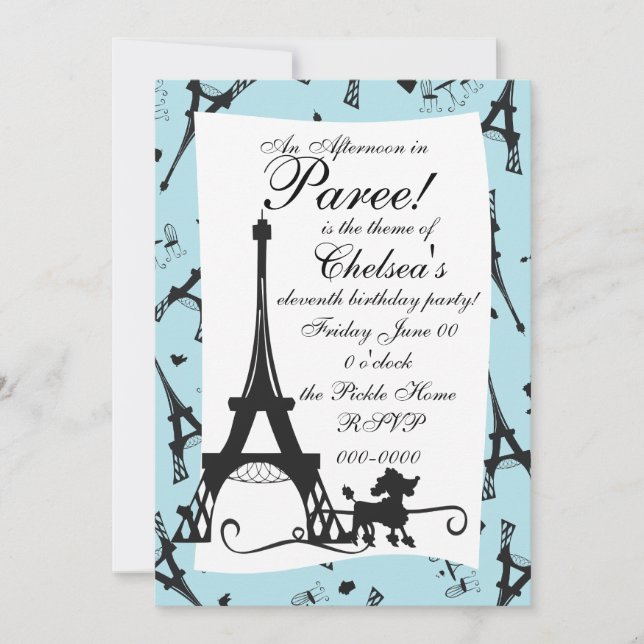 Invitación Un Fiesta parisino (Anverso)