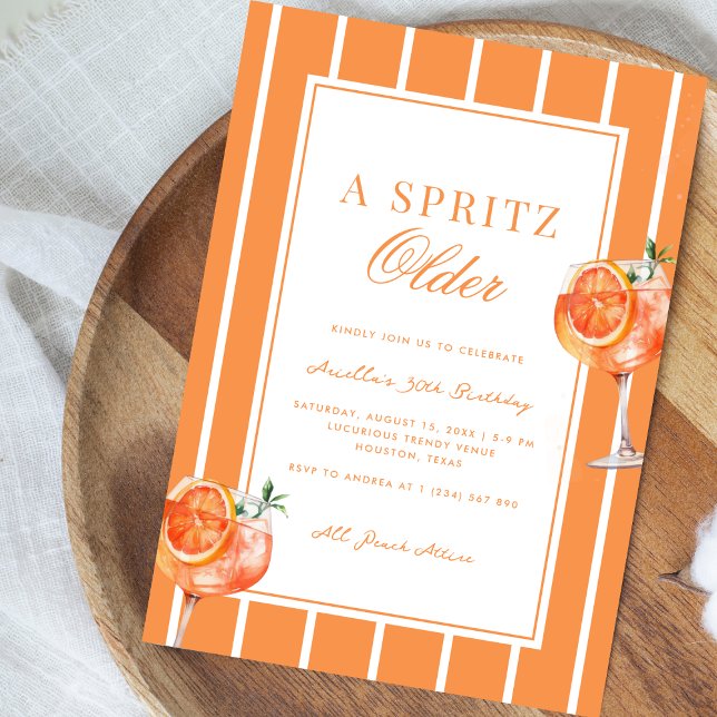 Invitación Un Fiesta Spritz Old Peach Cocktail 30 Cumpleaños (Subido por el creador)