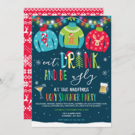 Invitación Un Fiesta Suéter Feo Invita A Comer Bebida Y Ser F