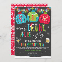 Invitación Un Fiesta Suéter Feo Invita A Comer Bebida Y Ser F