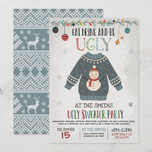 Invitación Un Fiesta Suéter Feo Invita A Comer Bebida Y Ser F