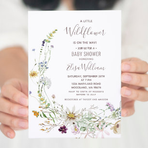 Invitación Un flor silvestre está en camino a Baby Shower