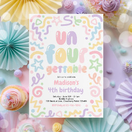 Invitación Un-Four-Gettable Confetti Balloon 4th Birthday