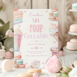Invitación Un-Four-Gettable pastel Sweets 4 cumpleaños