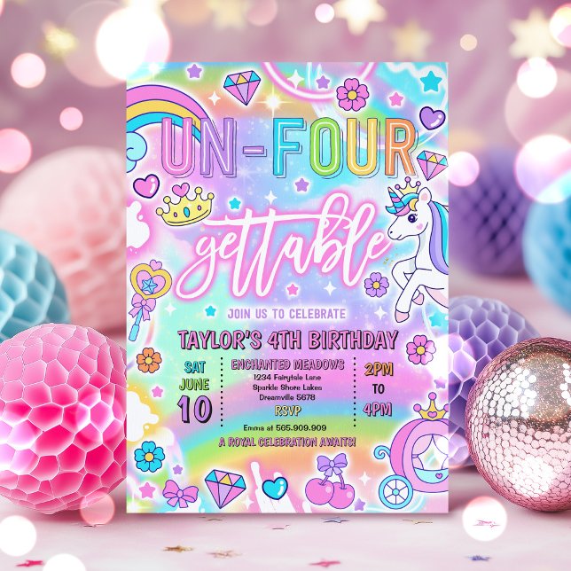 Invitación Un-Four-Gettable Princess Fairytale 4th Birthday (Subido por el creador)