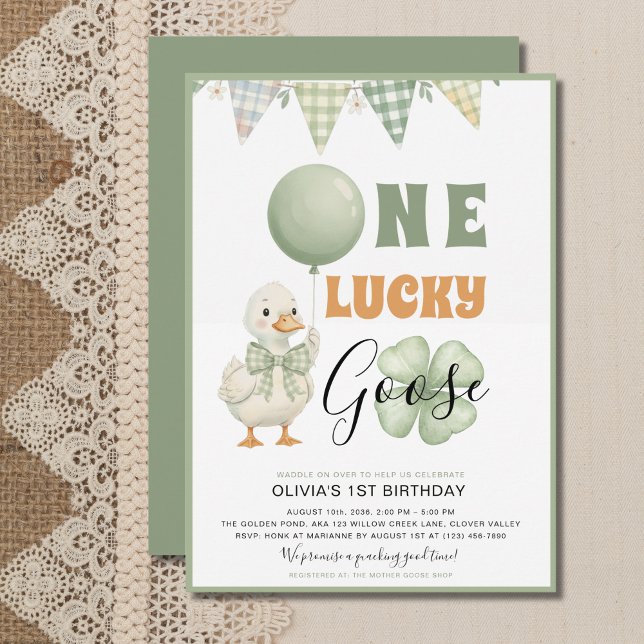 Invitación Un ganso afortunado cumpleaños del primer día de S (Subido por el creador)