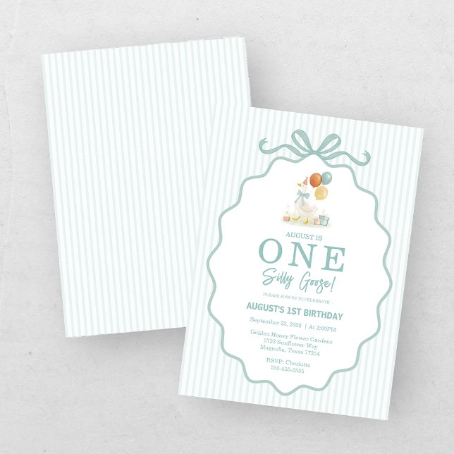 Invitación Un ganso tonto azul turquesa cumple 1 año los niño (Subido por el creador)
