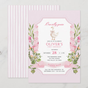 Invitación Un ganso tonto cumple 1 año en rosa